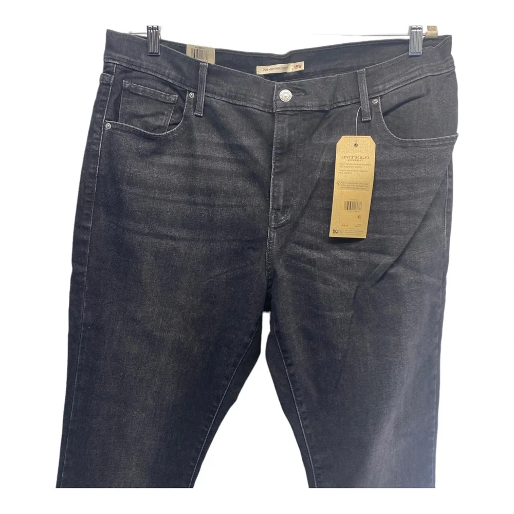 Levi's 721 high-rise skinny jeans 18W plus black stretch NWT classic denim - Picture 4 of 9